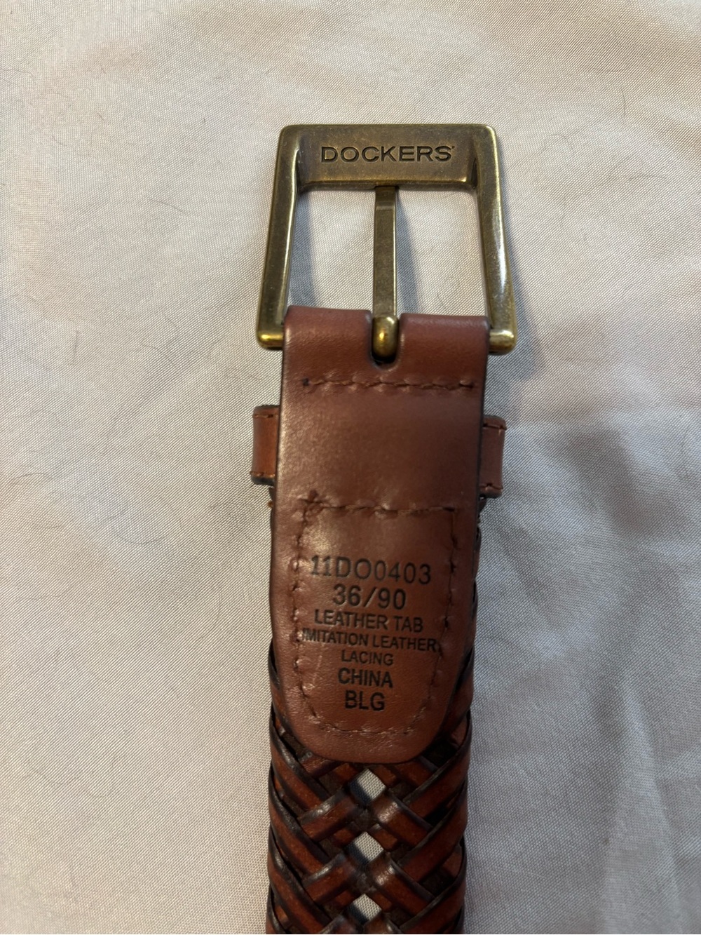 Dockers Braided Leather Belt in Brown with Brass Buckle - Picture 2 of 2